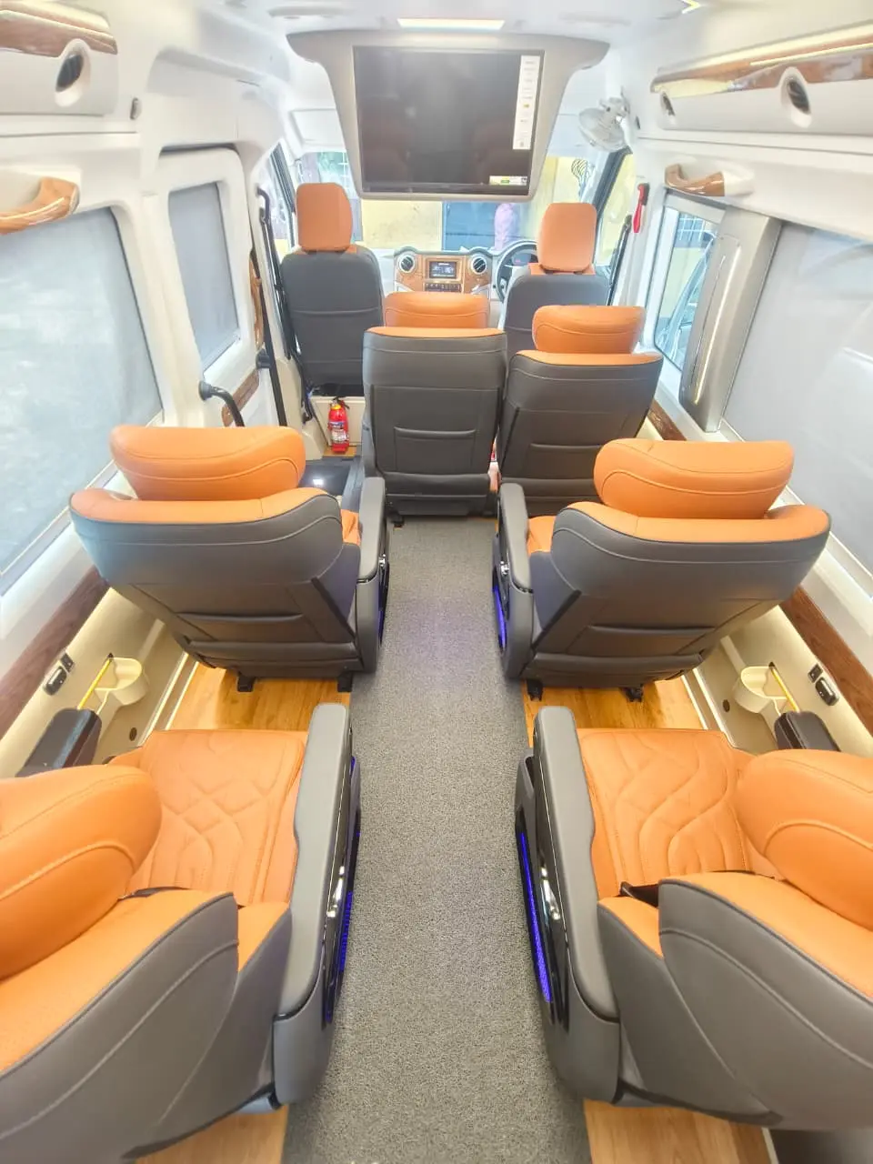 Welcome Trips Ultra Luxury Urbania premium cabin with individual passenger seats and entertainment screen